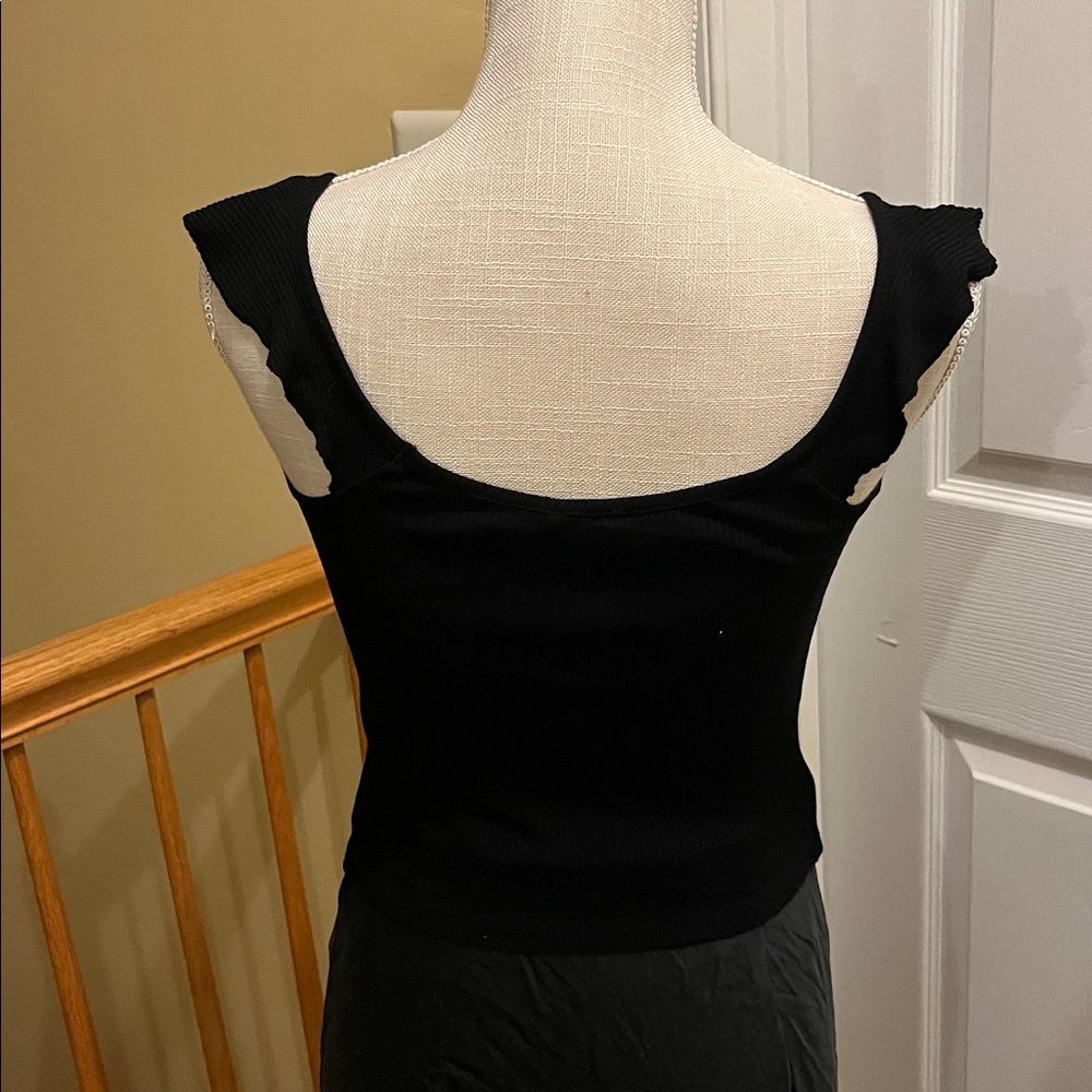 Garage Black Ruffled Tank Top - Picture 3 of 4